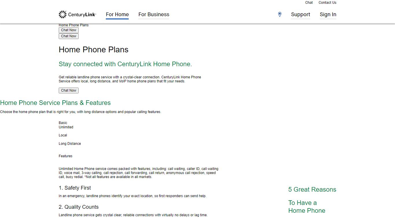 Home Phone Plans | CenturyLink